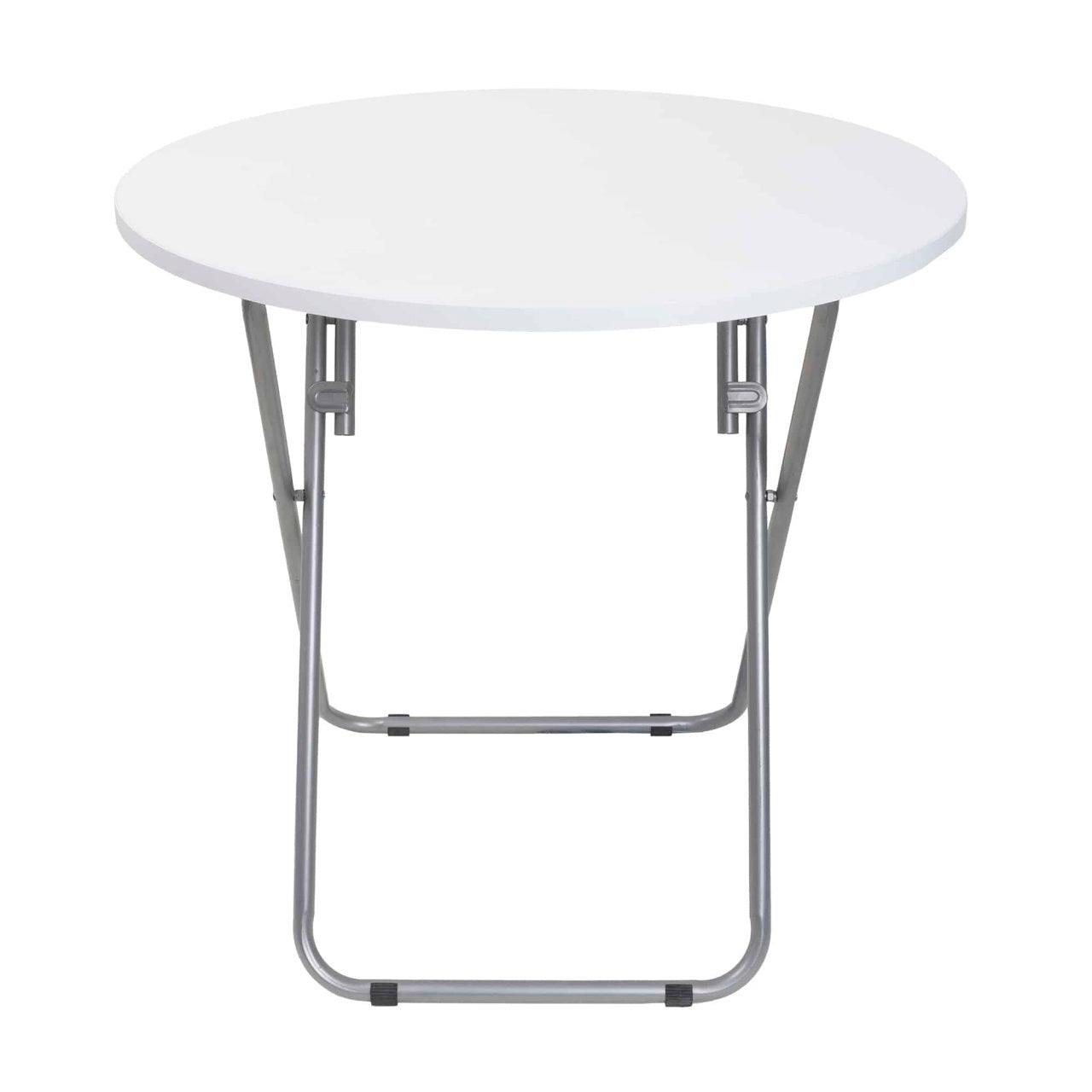 Masa plianta rotunda 70x70cm cu blat MDF alb si 4 scaune pliabile bucatarie