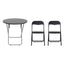 Masa plianta rotunda 70x70cm cu blat MDF negru + 2 scaune bucatarie pliabile