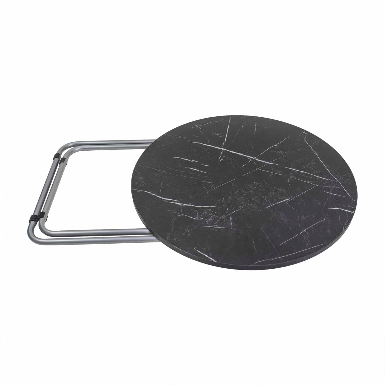 Masa plianta rotunda 70x70cm cu blat MDF negru + 2 scaune bucatarie pliabile