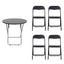Masa plianta rotunda 70x70cm cu blat MDF negru si 4 scaune pliabile pentru bucatarie