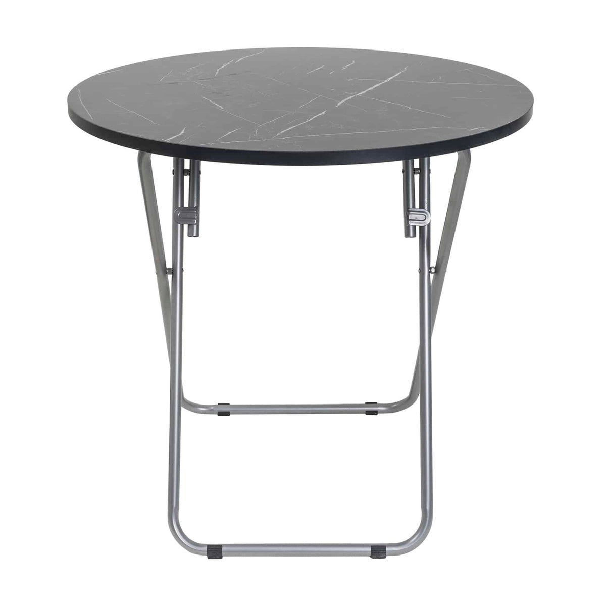 Masa plianta rotunda cu blat MDF 70x70 cm, picioare metalice negre