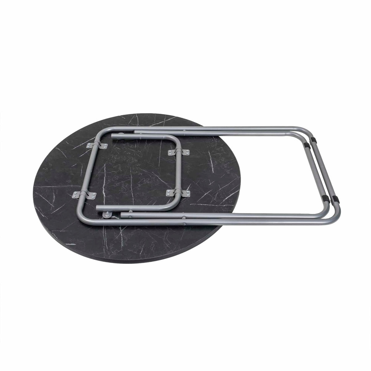 Masa plianta rotunda cu blat MDF 70x70 cm, picioare metalice negre