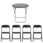 Masa plianta rotunda MDF 60x65 cm negru cu 4 scaune pliabile pentru bucatarie