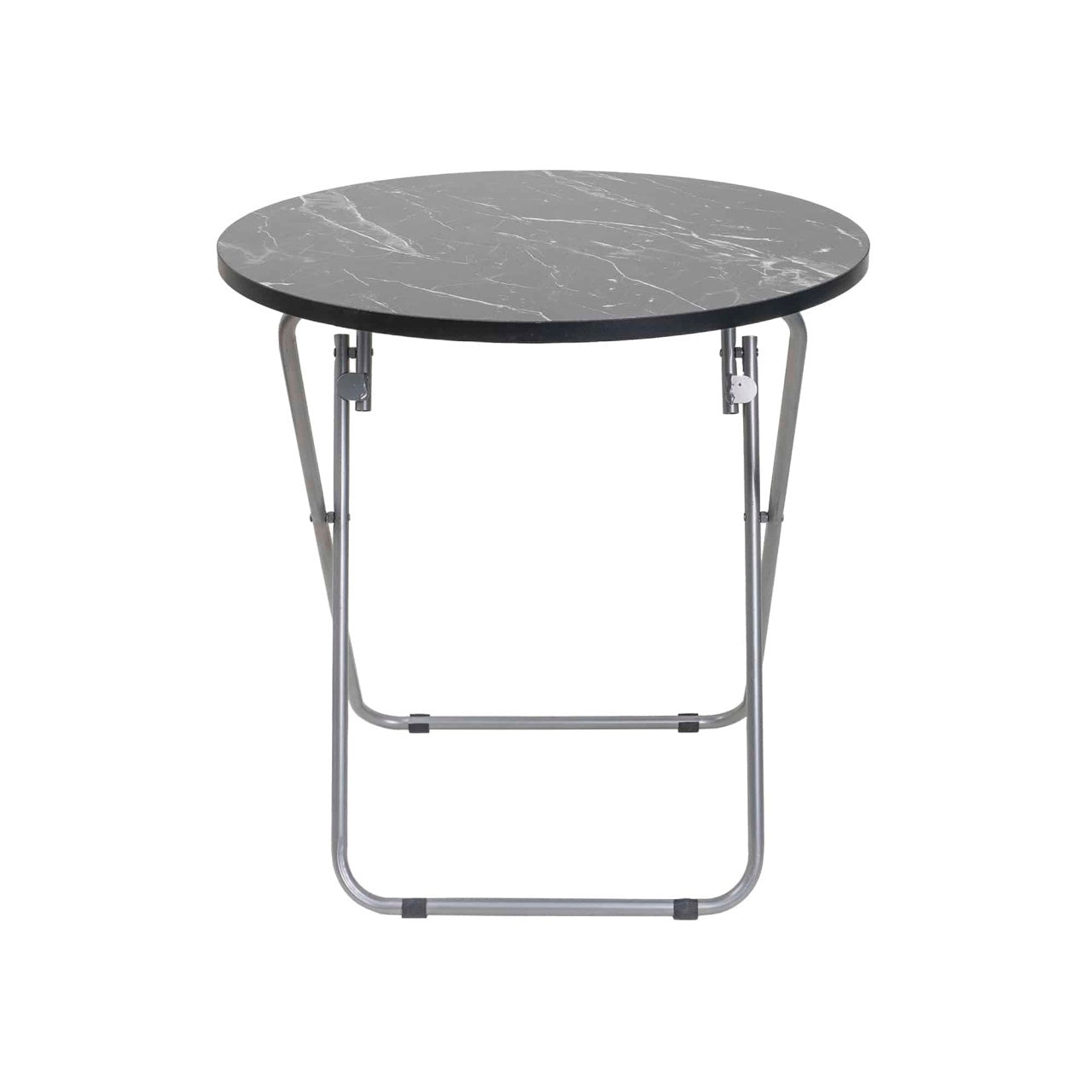 Masa plianta rotunda MDF 60x65 cm negru cu 4 scaune pliabile pentru bucatarie