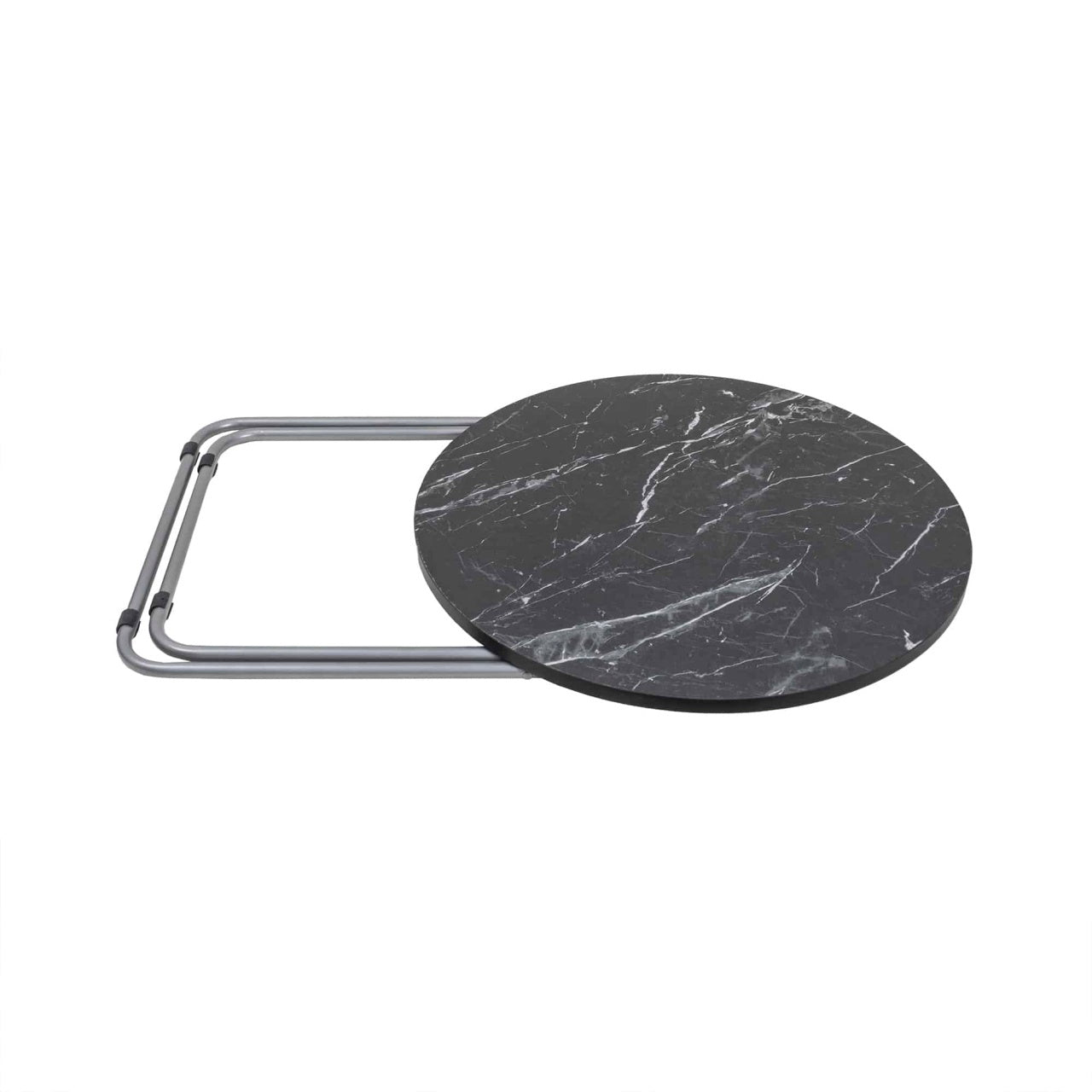Masa plianta rotunda MDF 60x65 cm negru cu 4 scaune pliabile pentru bucatarie