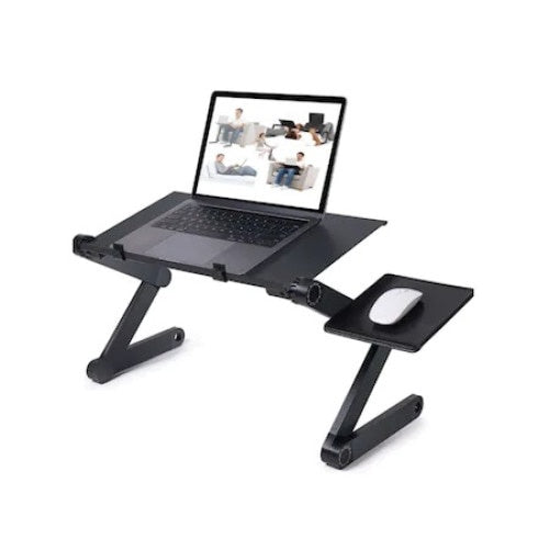 Masa Reglabila FOXMAG24 de Laptop, Material Aluminiu, Sistem Dublu Ventilare Cooler USB, Inaltime max 47 cm, Negru