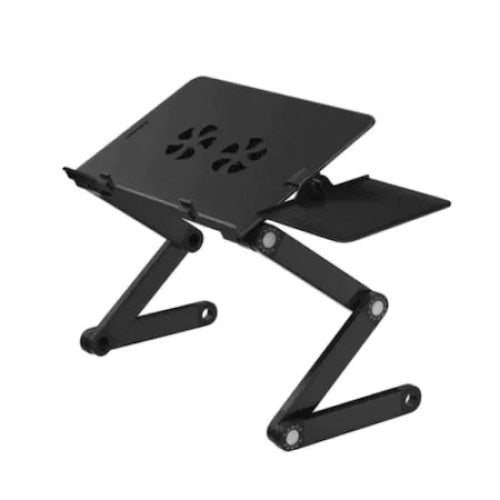 Masa Reglabila FOXMAG24 de Laptop, Material Aluminiu, Sistem Dublu Ventilare Cooler USB, Inaltime max 47 cm, Negru