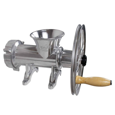 Masina de tocat carne Nr.32 din aluminiu cu coarba, manuala sau pentru motor electric