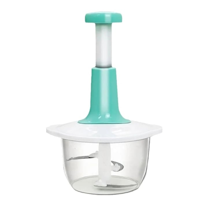 Masina de tocat manuala, pentru legume si carne, capacitate 700ml, din plastic si aluminiu, alb/verde
