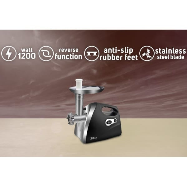 Masina de tocat si puere 1200W cu tava si panou inox, accesorii pentru carnati