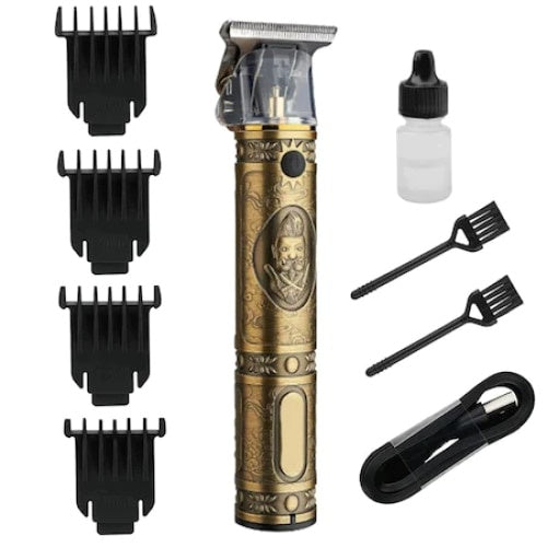 Masina de tuns, cu lame din inox, cu precizie pentru barba si conturare, fara fir, incarcare USB, auriu