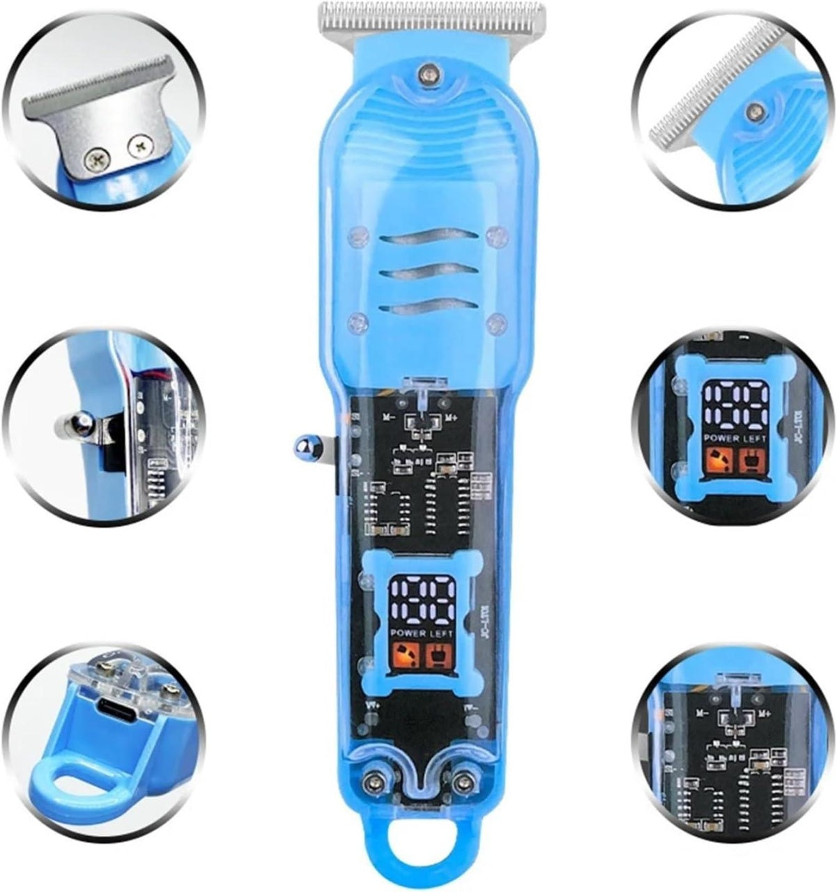 Masina de tuns par si barba, fara fir, cu afisaj LCD, 5 W, 800 mAh