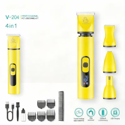 Masina de tuns pentru animale 4 in 1, pentru caini si pisici, lama din otel inoxidabil, afisaj LED