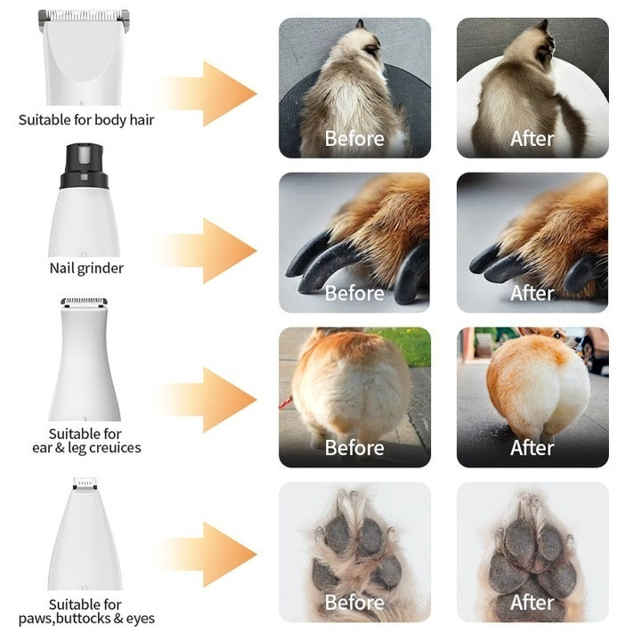Masina de tuns pentru animale 4 in 1, pentru caini si pisici, lama din otel inoxidabil, afisaj LED