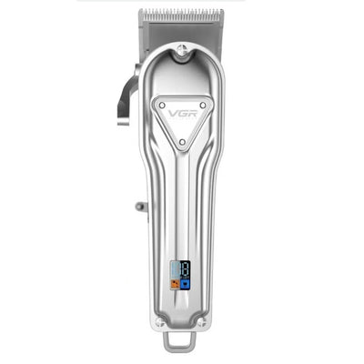Masina de tuns si ras VGR V-140, afisaj digital, lame inox, durata operare 300 min, 4 piepteni ajustare lungime, precizie inalta, Argintiu