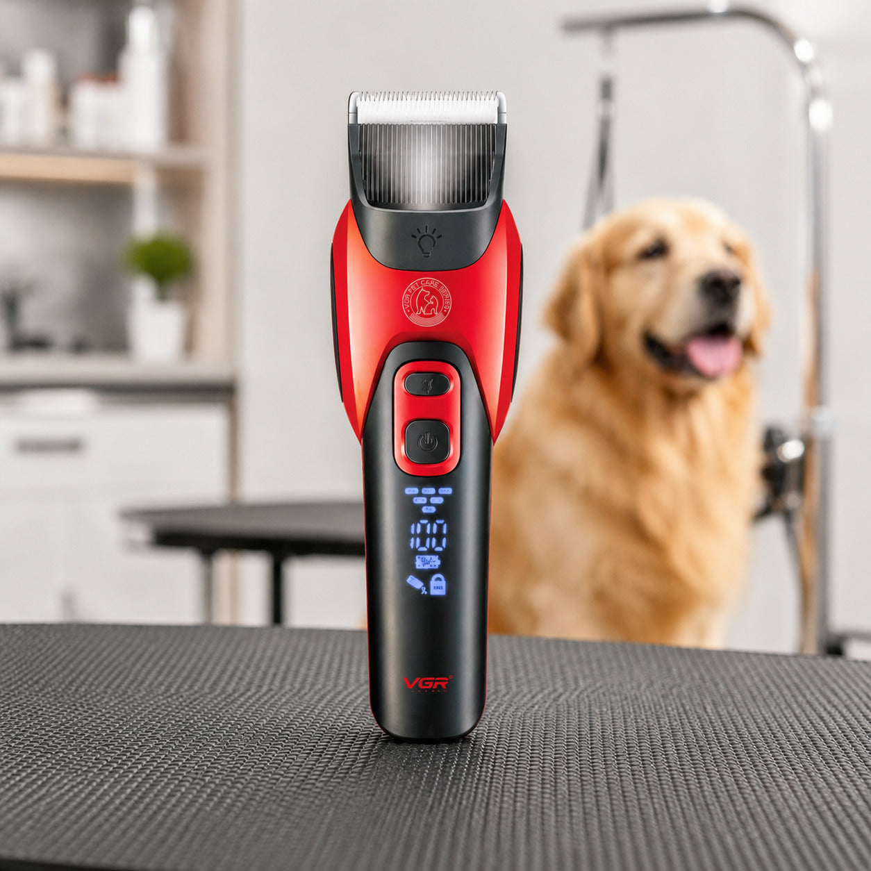 Mașină de Tuns Animale VGR V-208, Lamă Ceramică, LED, Roșu – imagine 2