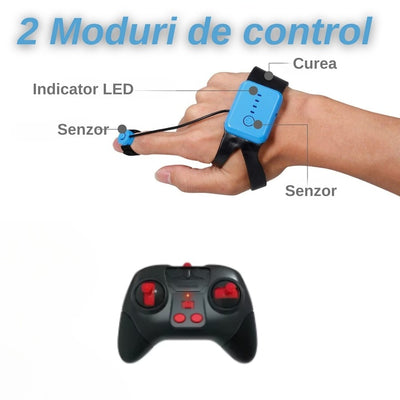 Masinuta cu telecomanda, cu senzor de gesturi, rotatie dubla pe ambele parti, vehicul Off-Road cu lumini, albastru