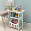 Masuta de cafea decorativa, ideala pentru spatiile mici, usor de transportat, din MDF, cu spatii de depozitare, dimensiuni 45x37x24 cm, alb