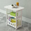 Masuta de cafea decorativa, ideala pentru spatiile mici, usor de transportat, din MDF, cu spatii de depozitare, dimensiuni 45x37x24 cm, alb