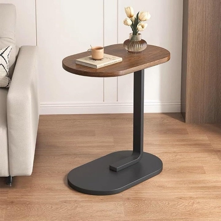 Masuta de cafea, din lemn si metal, dimensiuni 45x30x60 cm, moderna si minimalista, usor de transportat, maro/negru