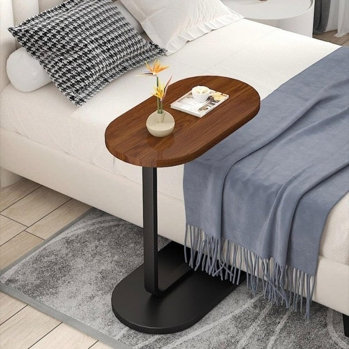 Masuta de cafea, din lemn si metal, dimensiuni 45x30x60 cm, moderna si minimalista, usor de transportat, maro/negru