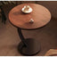 Masuta de cafea, din metal si lemn, rotunda, dimensiuni 40 x 40 x 60 cm, pentru living si bucatarie, maro/negru