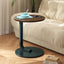 Masuta de cafea, rotunda, blat din MDF, suport metalic, dimensiuni 50 x 60 cm, cu un picior, pentru living si bucatarie, maro/negru