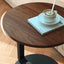 Masuta de cafea, rotunda, blat din MDF, suport metalic, dimensiuni 50 x 60 cm, cu un picior, pentru living si bucatarie, maro/negru