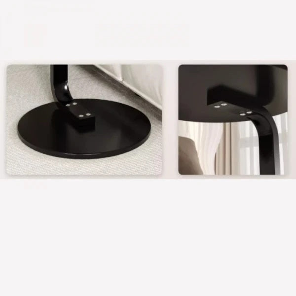 Masuta de cafea, rotunda, blat din MDF, suport metalic, dimensiuni 50 x 60 cm, cu un picior, pentru living si bucatarie, maro/negru