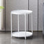 Masuta de cafea rotunda, din metal, cu 2 nivele, dimensiuni 42 x 52 cm, structura solida, tava detasabila, Greutate maxima suportata 20 kg, alb