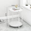 Masuta de cafea rotunda, din metal, cu 2 nivele, dimensiuni 42 x 52 cm, structura solida, tava detasabila, Greutate maxima suportata 20 kg, alb