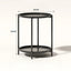 Masuta de cafea rotunda, din metal, cu 2 nivele, dimensiuni 42 x 52 cm, structura solida, tava detasabila, Greutate maxima suportata 20 kg, negru
