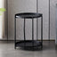 Masuta de cafea rotunda, din metal, cu 2 nivele, dimensiuni 42 x 52 cm, structura solida, tava detasabila, Greutate maxima suportata 20 kg, negru