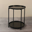 Masuta de cafea rotunda, din metal, cu 2 nivele, dimensiuni 42 x 52 cm, structura solida, tava detasabila, Greutate maxima suportata 20 kg, negru