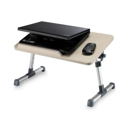 Masuta pentru Laptop FOXMAG24, Blat din MDF, Cooler Incorporat, Picioare din Aluminiu, Ajustare Inaltime si Unghi de Lucru, Alimentare USB, Gri