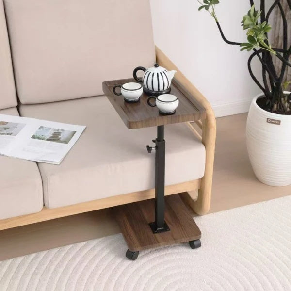 Masuta portabila pentru cafea, 2 blaturi MDF, inaltime ajustabila 45-80 cm, dimensiuni blat superior 39.5 x 29.5 cm, maro