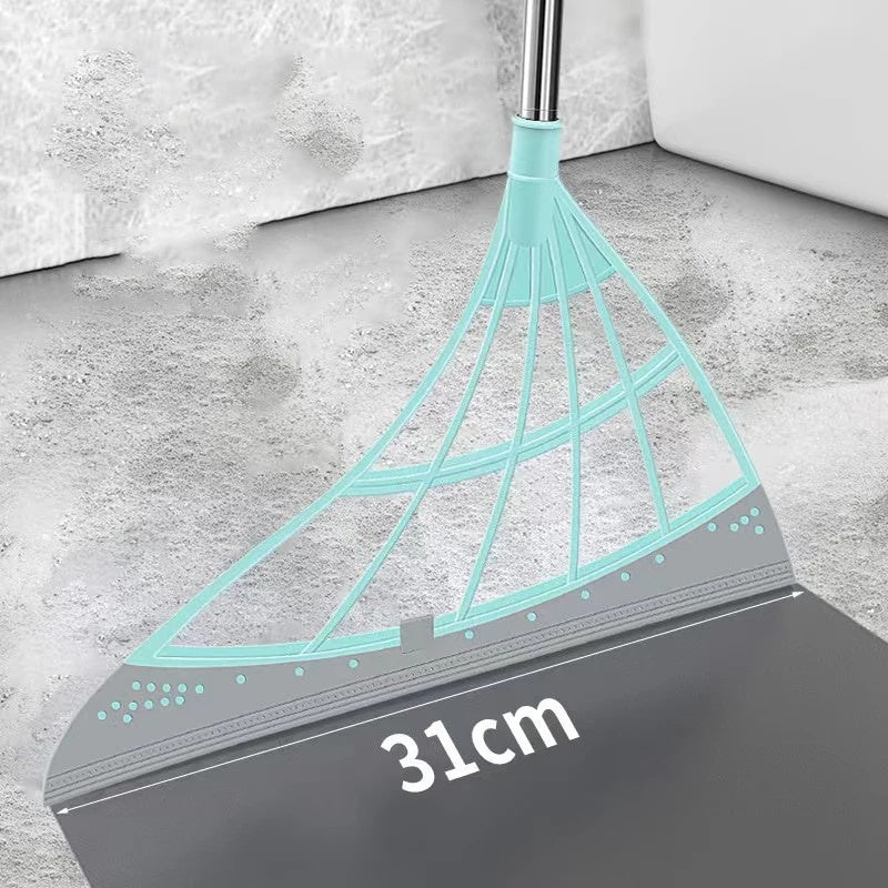 Matura din silicon, multifunctionala pentru praf, apa, par, pentru curatare uscata si umeda, cu maner din aluminiu, verde