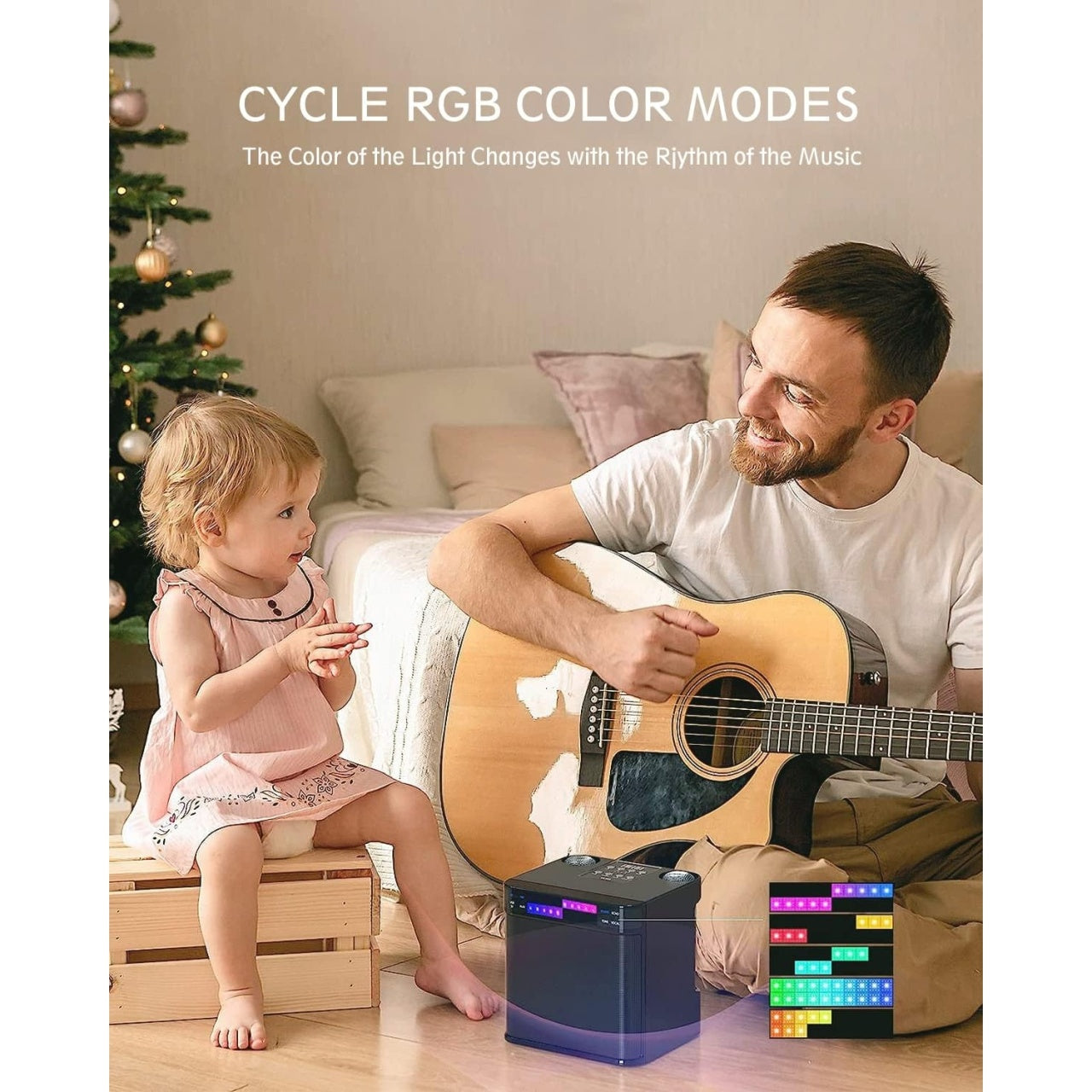 Microfon karaoke copii si adulti, cu difuzor separat, wireless, Bluetooth, modul card TF, 2 microfoane incluse, negru