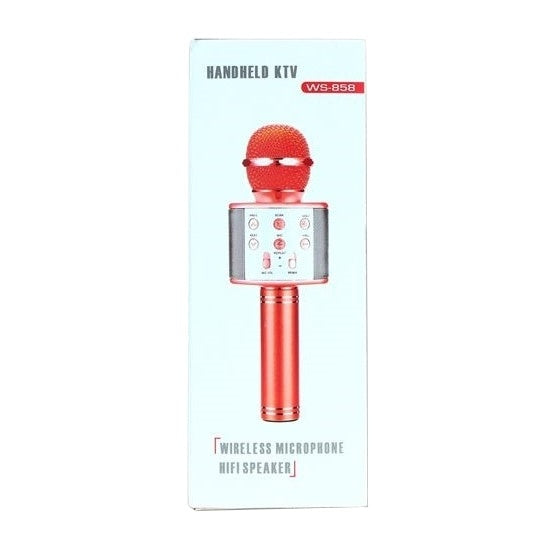 Microfon karaoke, Wireless, Bluetooth, Boxa incorporata, 2600 mAh, Auriu rose/Argintiu