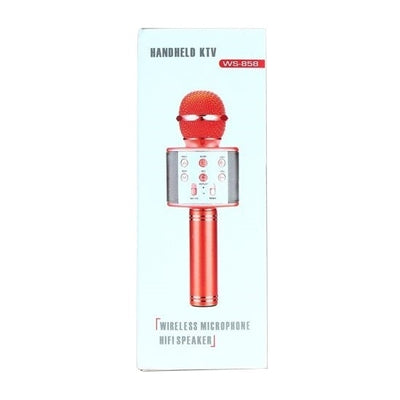 Microfon karaoke, Wireless, Bluetooth, Boxa incorporata, 2600 mAh, Auriu rose/Argintiu