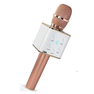Microfon Karaoke Wireless FOXMAG24, cu Bluetooth si boxa inclusa, autonomie 3-5h, Rose Gold