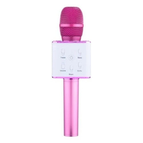 Microfon patrat FOXMAG24 cu boxa incorporata, 3W, iOS, Android, culoarea roz
