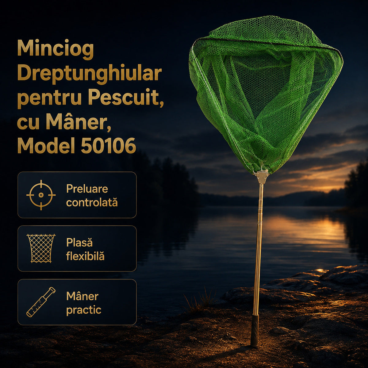 Minciog Dreptunghiular pentru Pescuit, cu Mâner, Model 50106 – imagine principală promoțională