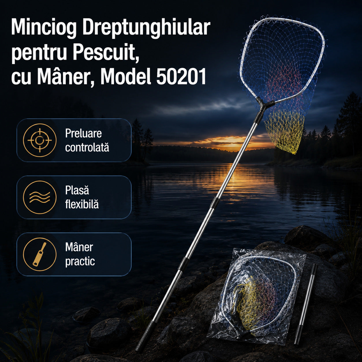 Minciog Dreptunghiular pentru Pescuit, cu Mâner, Model 50201 – imagine principală