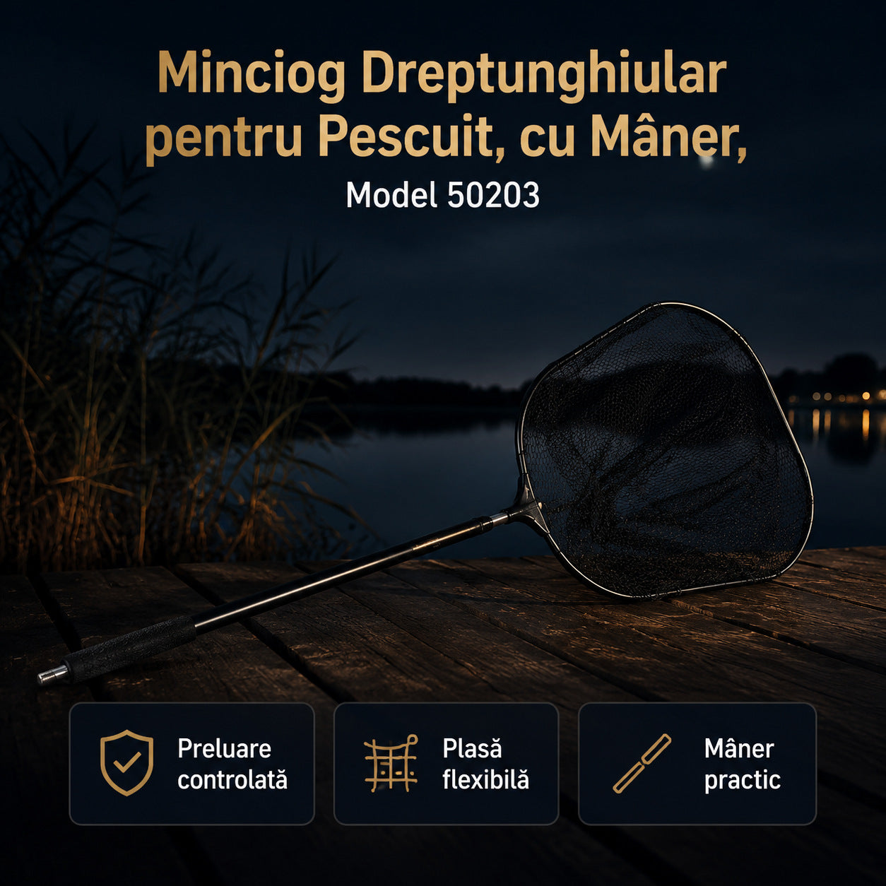 Minciog Dreptunghiular pentru Pescuit, cu Mâner, Model 50203 – imagine principală