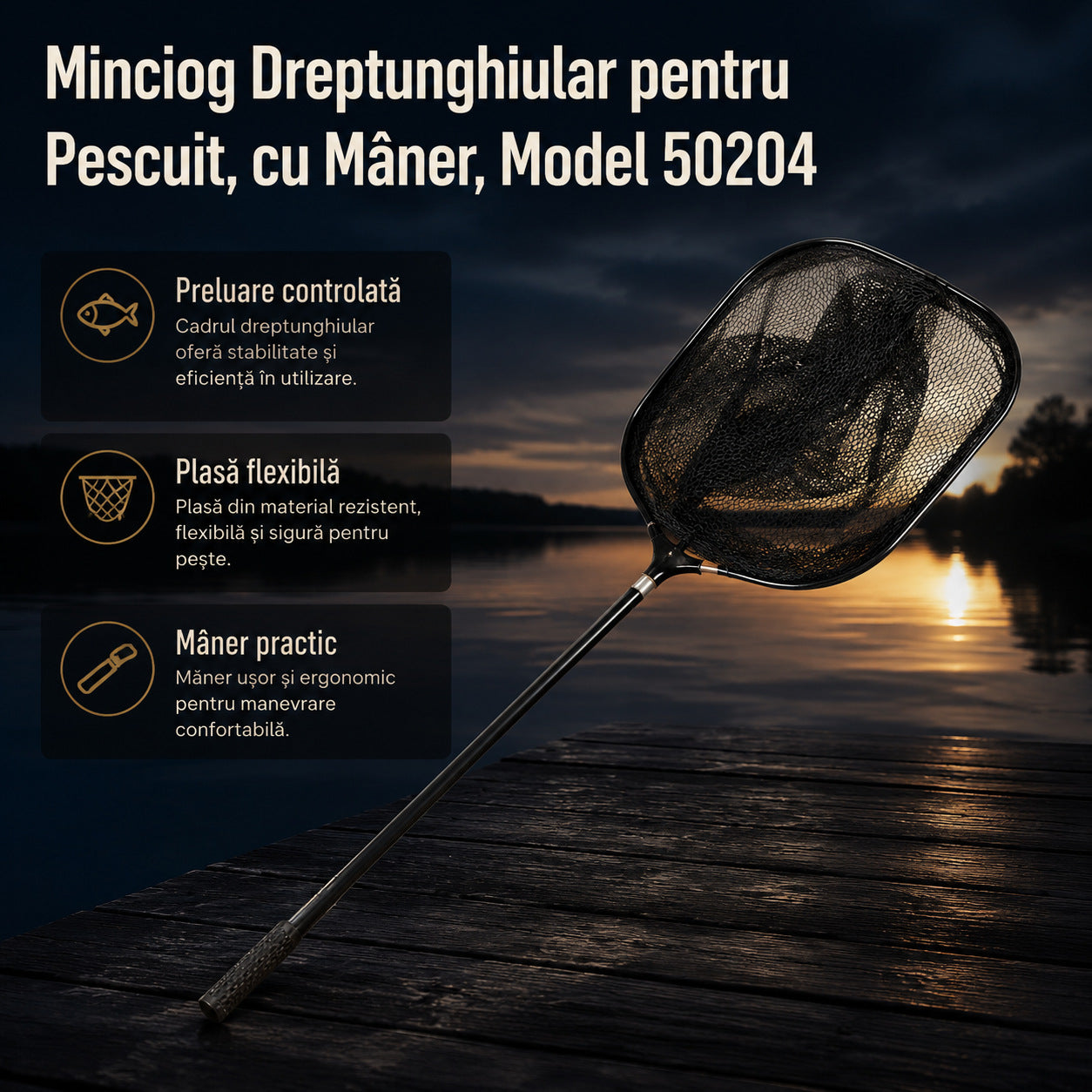 Minciog Dreptunghiular pentru Pescuit, cu Mâner, Model 50204 – imagine principală