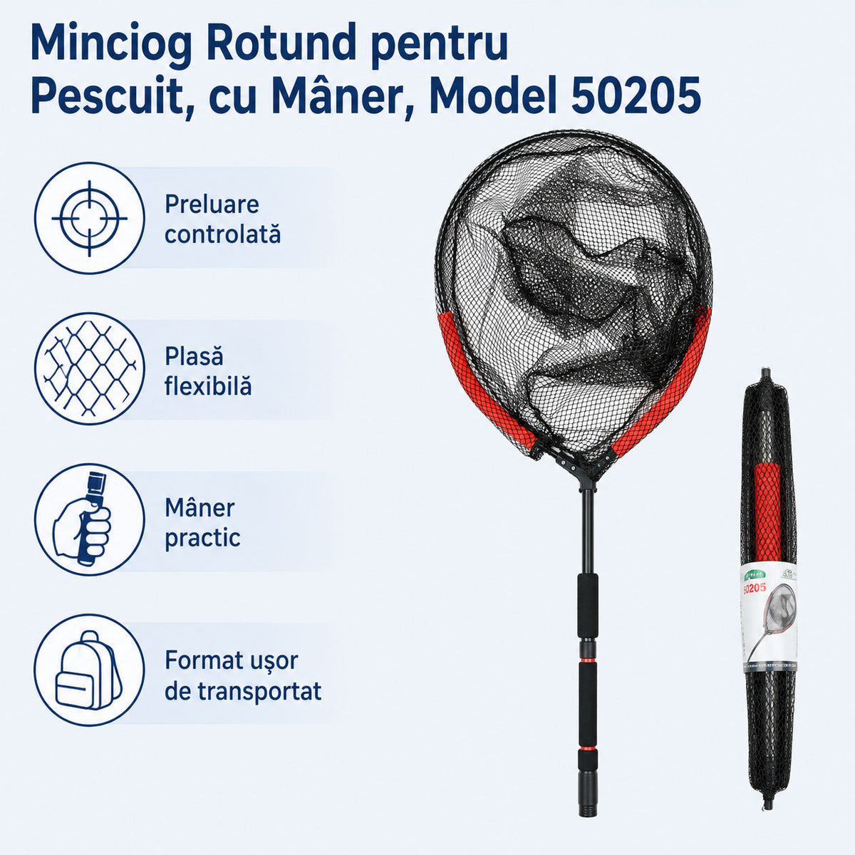 Minciog Rotund pentru Pescuit, cu Mâner, Model 50205 – caracteristici și beneficii