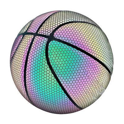 Minge reflectorizanta de baschet, diametru 24 cm, din piele sintetica, multicolor