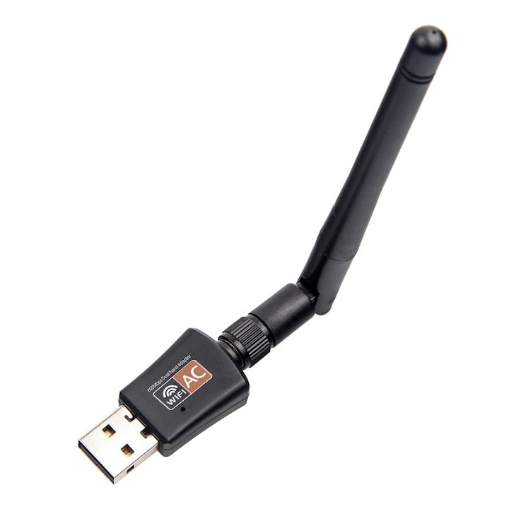 Mini adaptor Wi-Fi, viteza 600Mbps, dual band, portabil, hotspot Wi-Fi, interfata USB 2.0, compatibilitate extinsa, design compact si portabil, negru