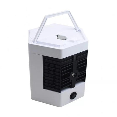 Mini aer conditionat portabil, cu maner de transport, alimenatre USB, cu 3 trepte de viteza, filtru detasabil, rezervor apa de 750 ml, alb/negru
